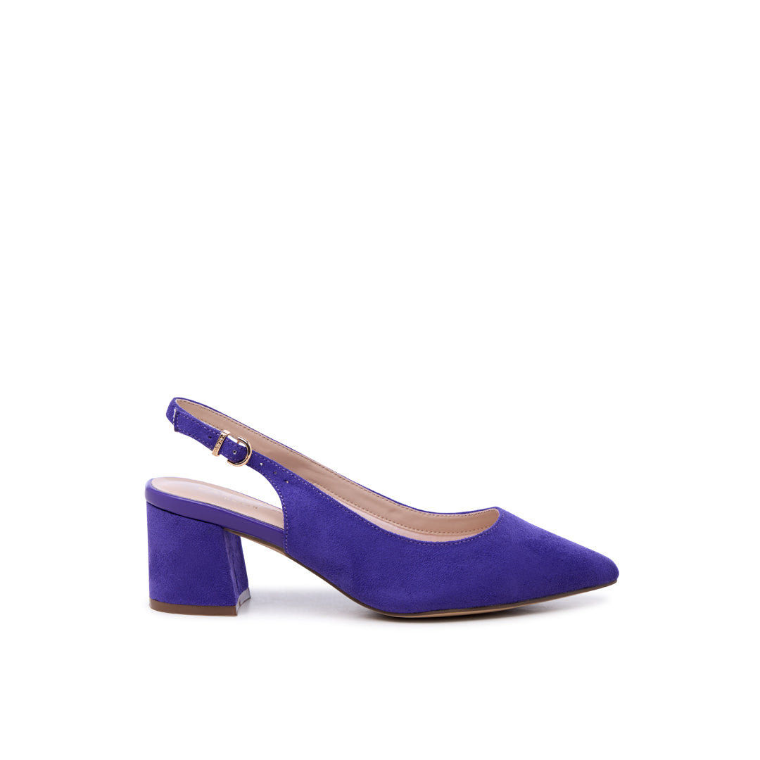 paradox london Flynn Wide Fit Heels Purple Micro Suede Block Heels