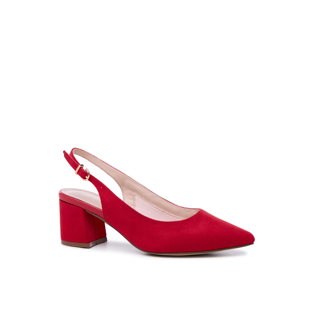 Paradox London Flynn Wide Fit Heels Red Wide Fit Block Heels