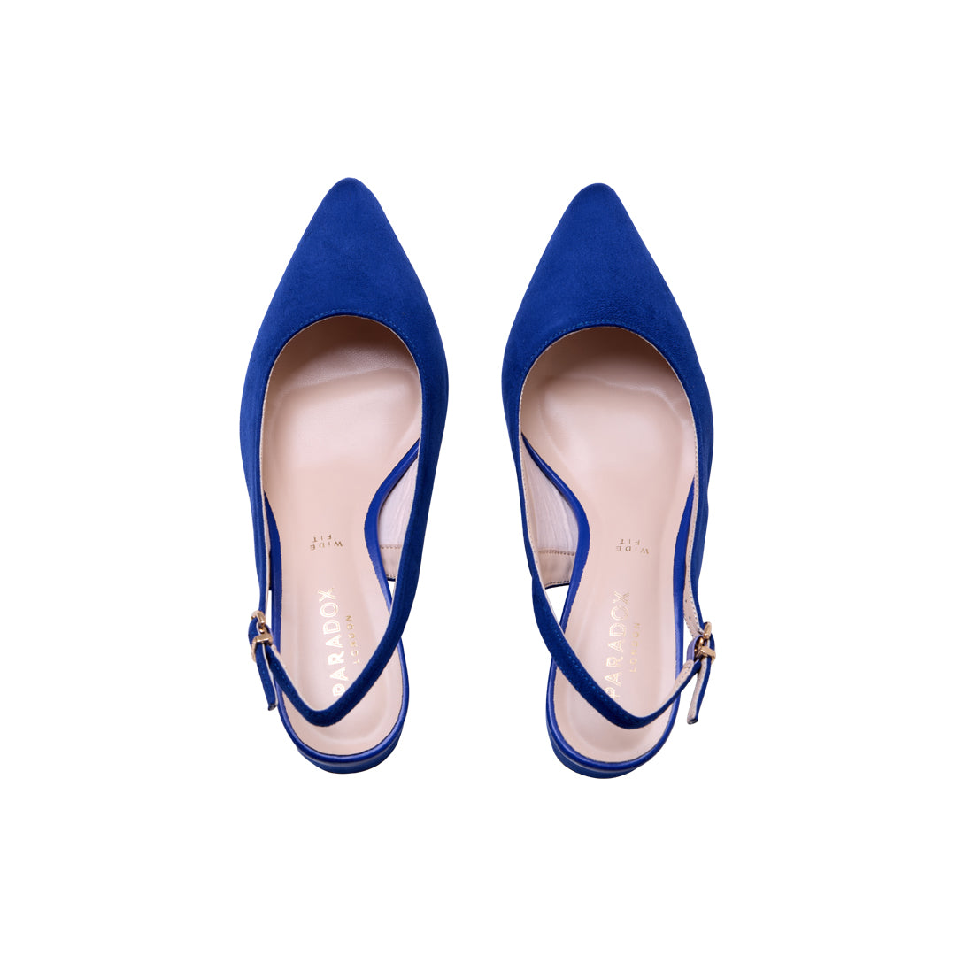 Paradox London Flynn Wide Fit Heels Royal Blue Wide Fit Block Heels