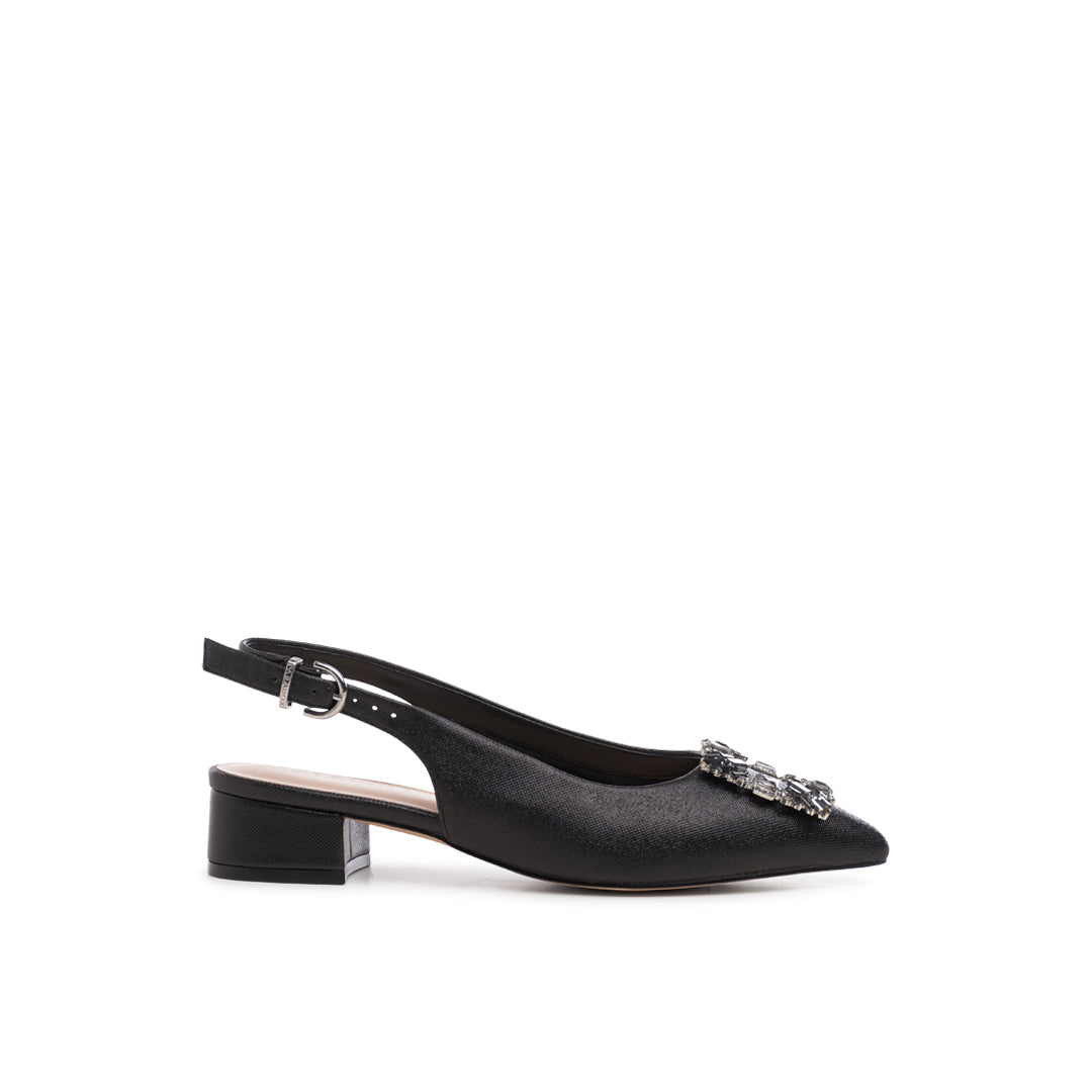 paradox london Fortune Wide Fit Heels Black Glitter Block Heels