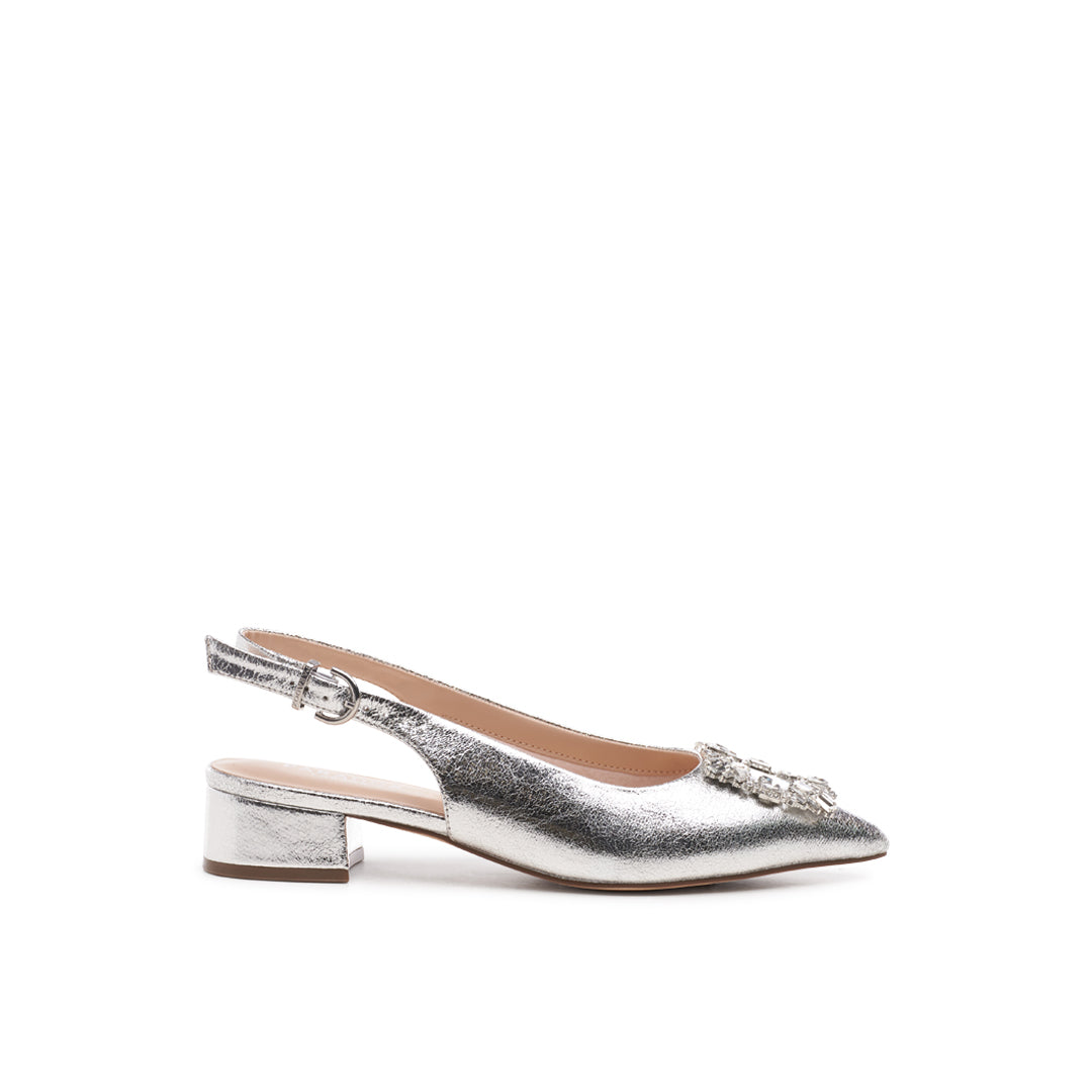 paradox london Fortune Wide Fit Heels Silver Metallic Block Heels