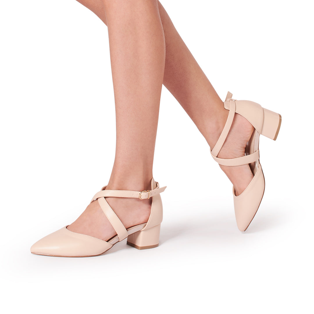 Paradox London Fran Wide Fit Heels Fran Low Block Heel Court Shoe