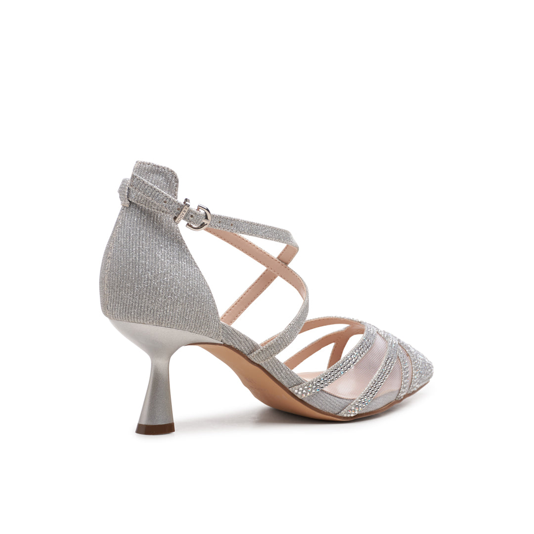 Paradox London Fresco Wide Fit Heels Silver Glitter Wide Fit Heels