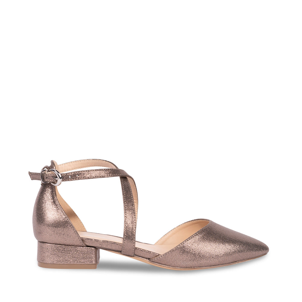paradox london Irene Cross Strap Shoes Pewter Shimmer Block Heel Court Shoes