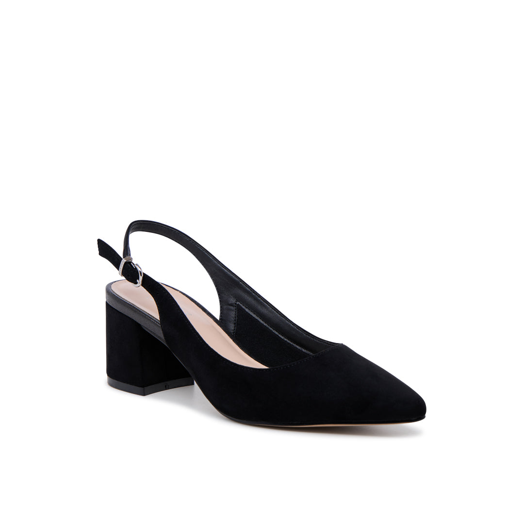 Paradox London Isadora Slingback Heels Black Mid Block Heel Slingback Court Shoes