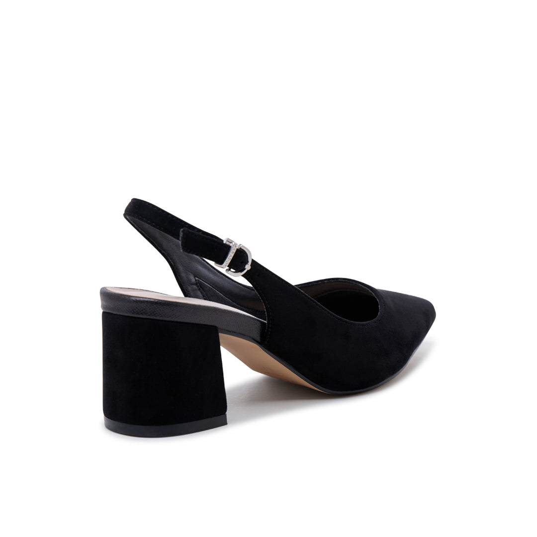 Paradox London Isadora Slingback Heels Black Mid Block Heel Slingback Court Shoes
