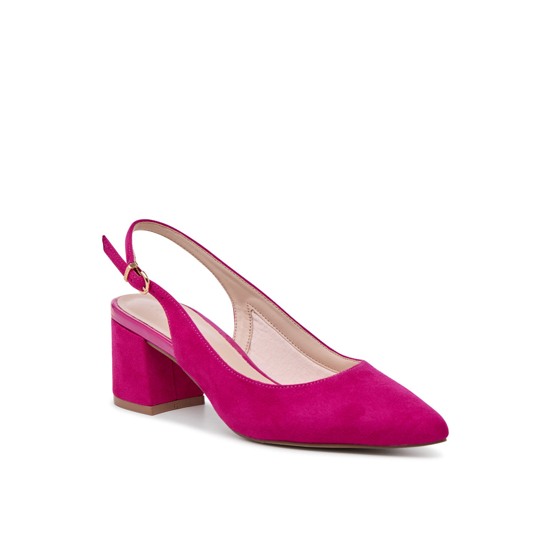Paradox London Isadora Slingback Heels Fuchsia Mid Block Heel Slingback Court Shoes
