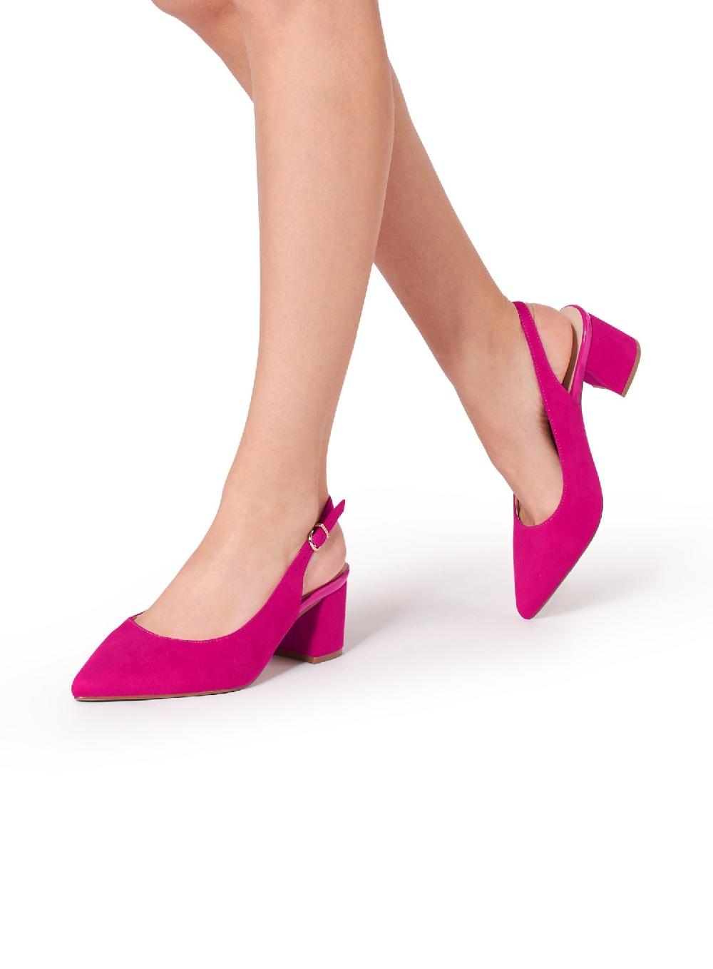 Paradox London Isadora Slingback Heels Fuchsia Mid Block Heel Slingback Court Shoes