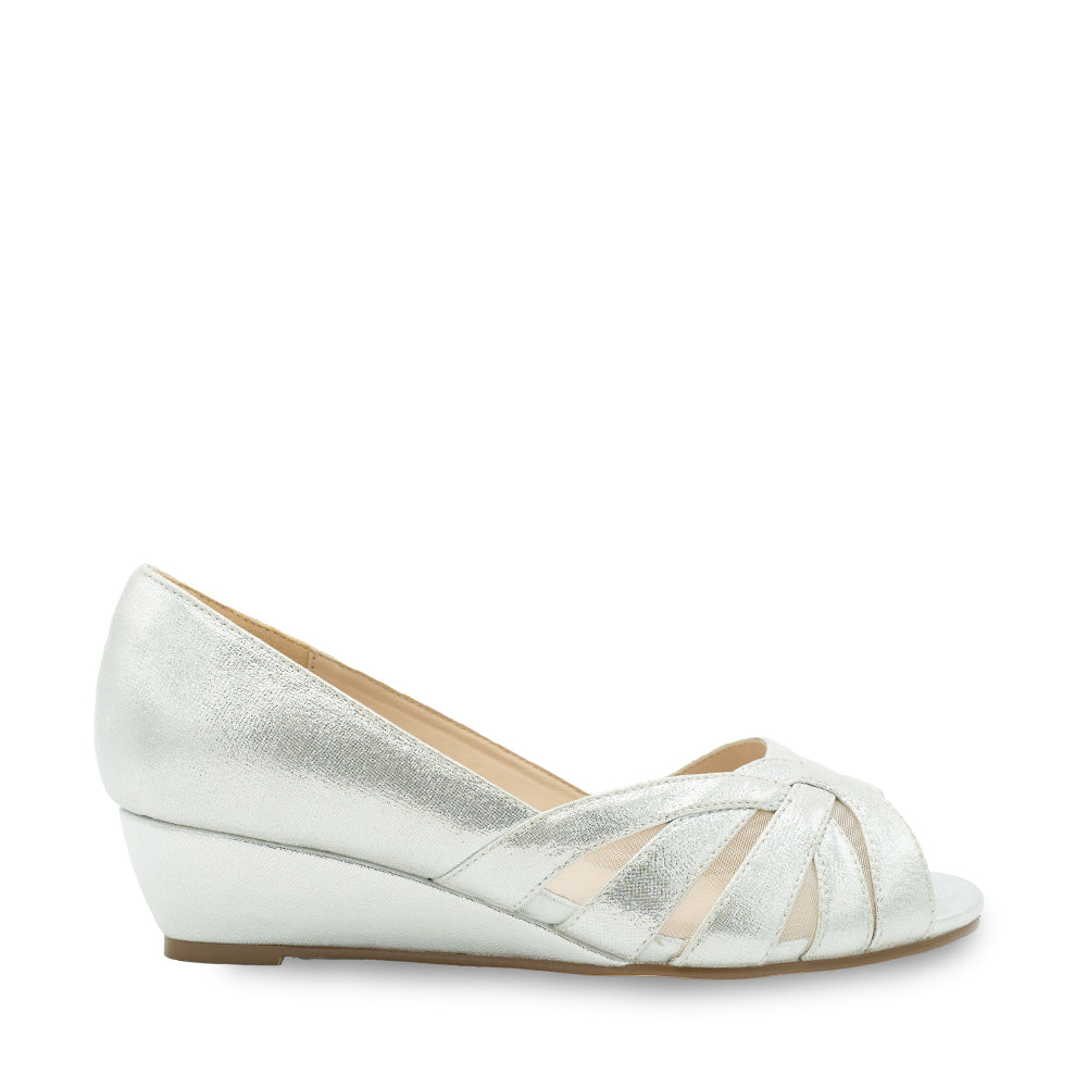 paradox london Judy Wide Fit Wedge Sandals Silver Shimmer Wide Fit Wedge Sandal