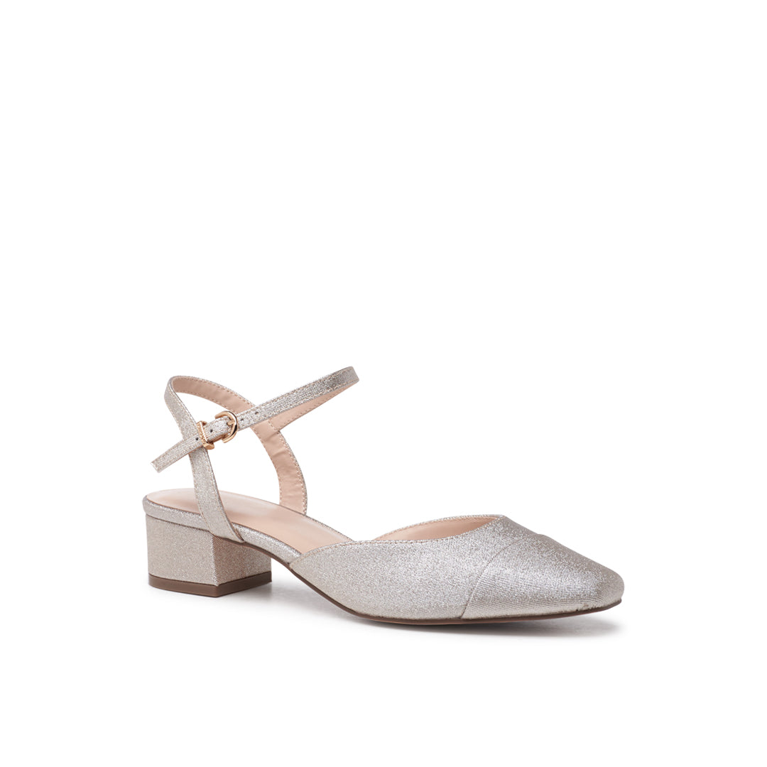 Paradox London Katya Shoes Black Shimmer Low Heel Shoes