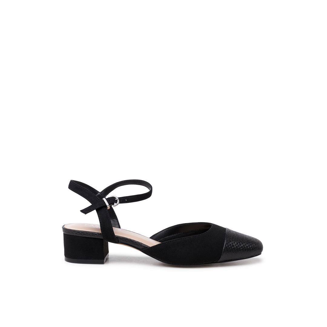 paradox london Katya Shoes Black Shimmer Low Heel Shoes paradox london Katya Shoes Black Shimmer Low Heel Shoes