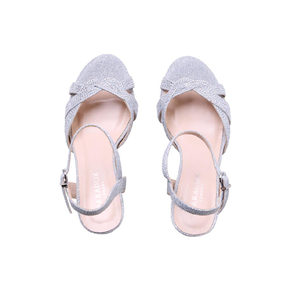 Paradox London Lavelle Platform Heels Silver Platform Heeled Sandals