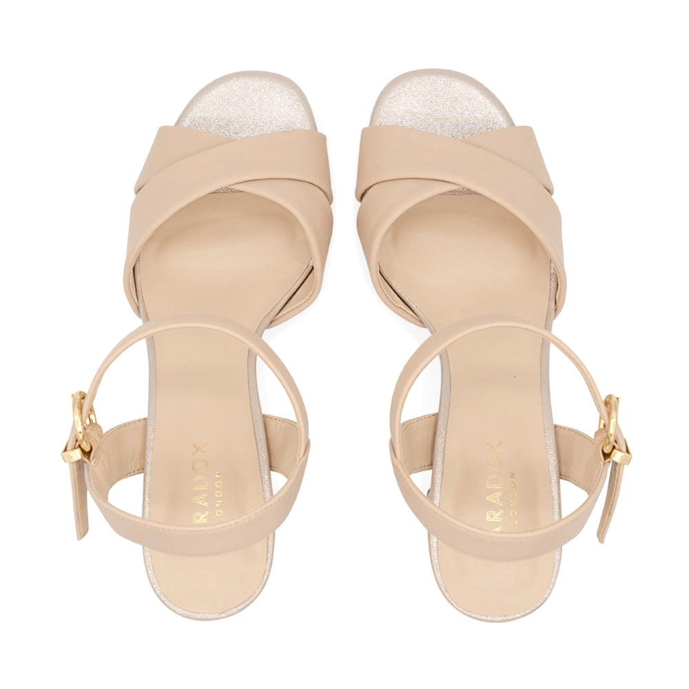 Paradox London Leya Platform Sandals Faux Leather Platform Heeled Sandals