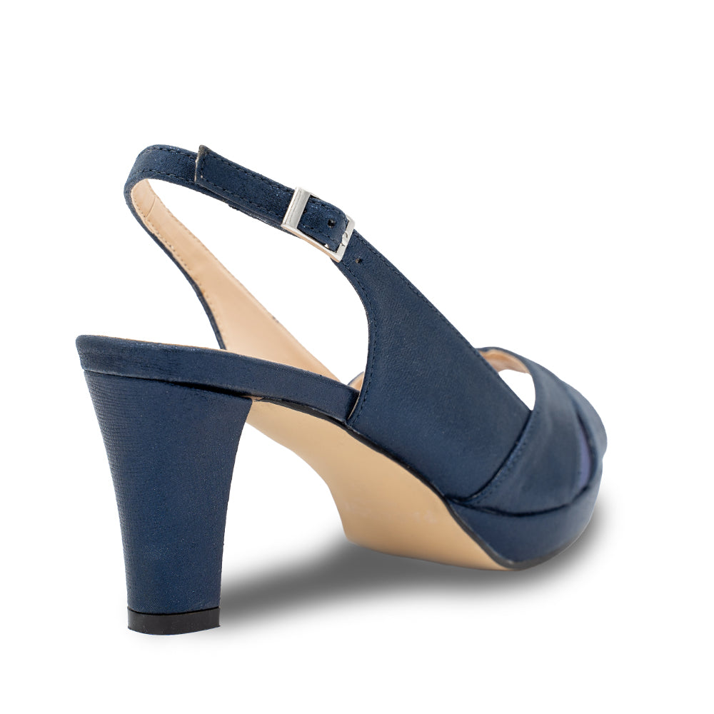 Paradox London Luisa Platform Heels Navy Shimmer Sling Back Platform Sandal