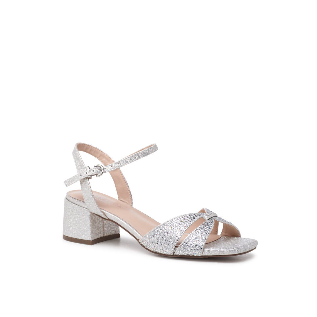 Paradox London Marquise Heeled Sandals Silver Block Heeled Sandals