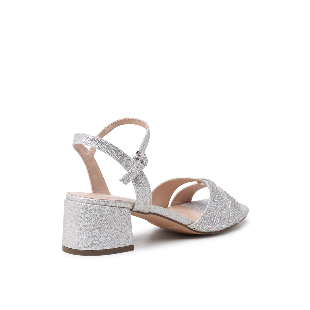 Paradox London Marquise Heeled Sandals Silver Block Heeled Sandals