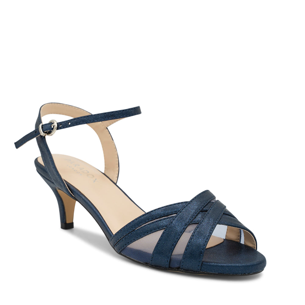 Paradox London Mowenna Heeled Sandals Navy Shimmer Mid Heel Sandals