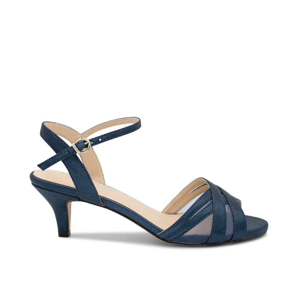 paradox london Mowenna Heeled Sandals Navy Shimmer Mid Heel Sandals