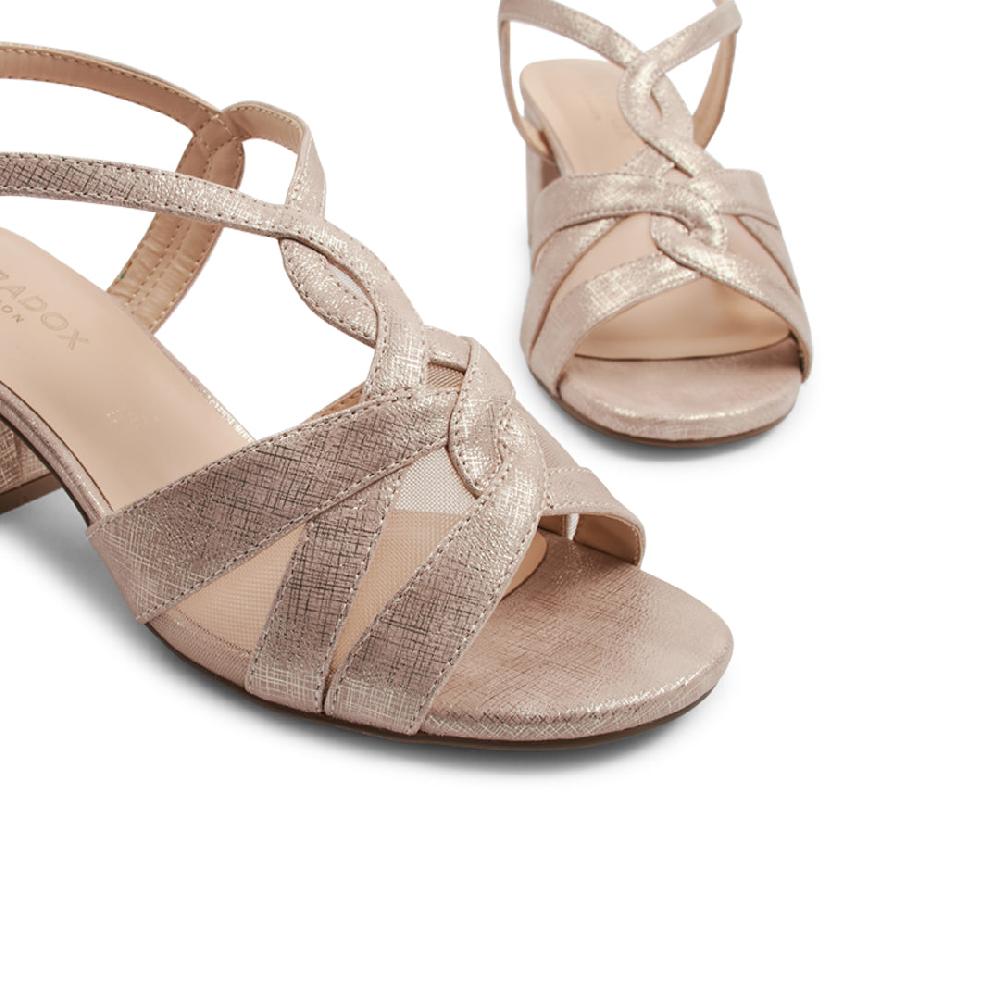 Paradox London Narelle Wide Fit Sandals Nude Shimmer Block Heel Sandal