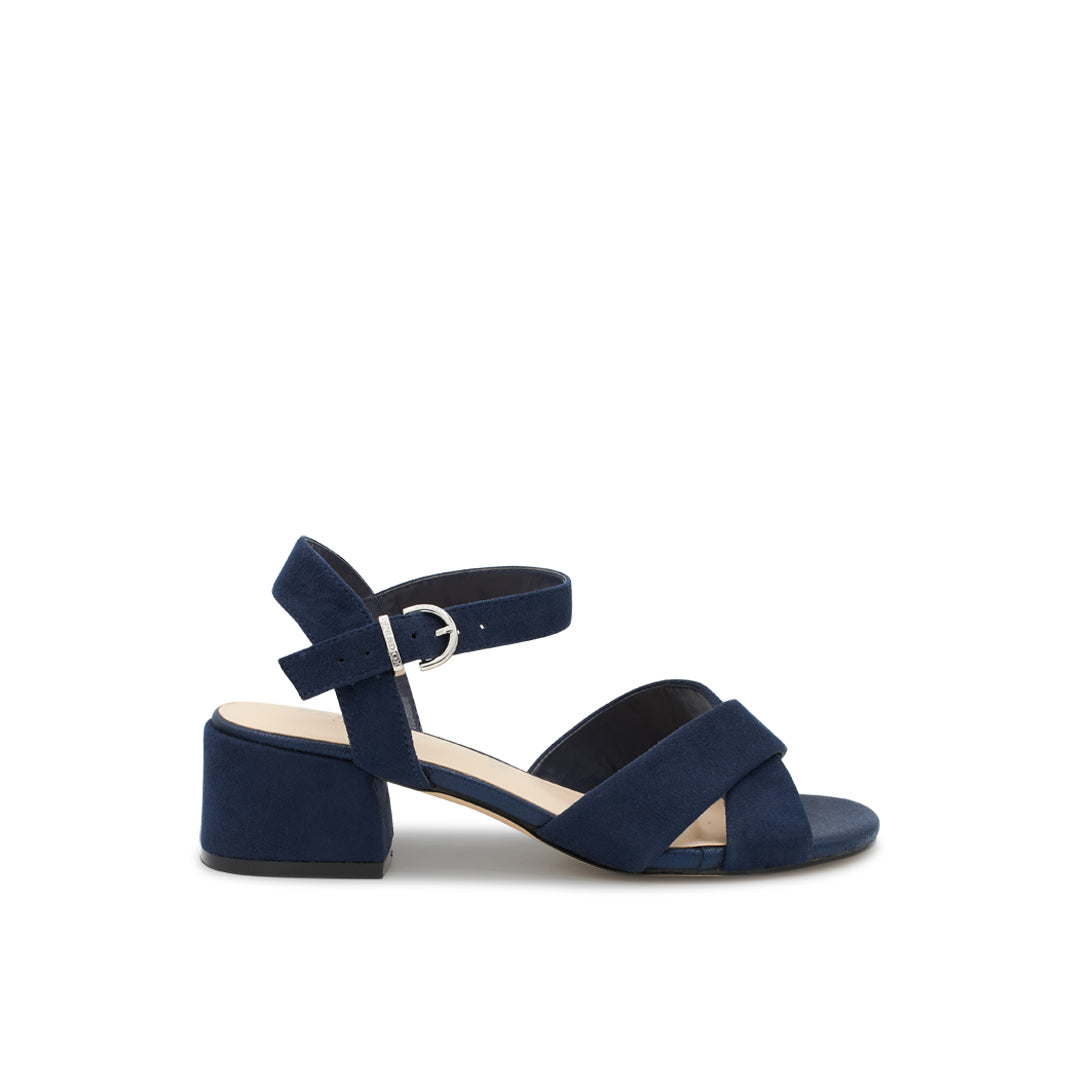 paradox london Neala Wide Fit Sandals Navy Microsuede Block Heel Sandal