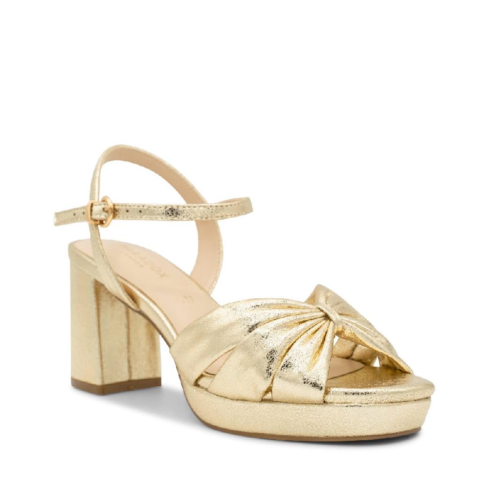 Paradox London Nerita Wide Fit Sandals Champagne Metallic Wide Fit Platform Sandals