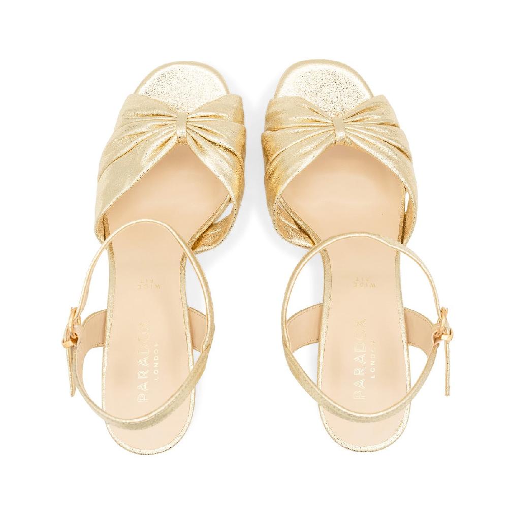 Paradox London Nerita Wide Fit Sandals Champagne Metallic Wide Fit Platform Sandals