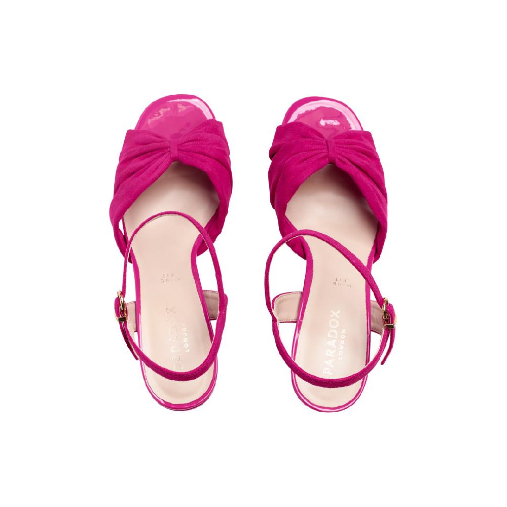 Paradox London Nerita Wide Fit Sandals Fuchsia Wide Fit Heeled Platform Sandals