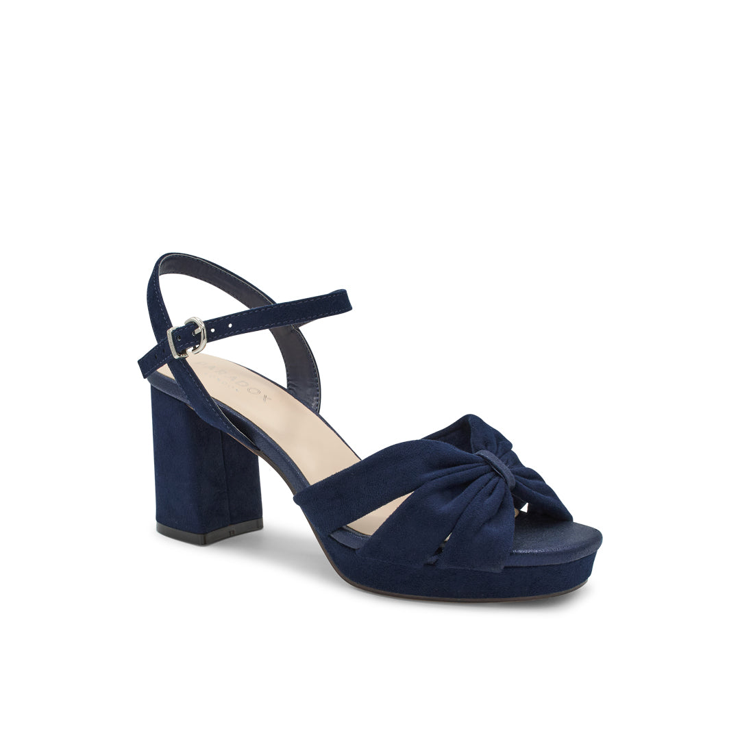 Paradox London Nerita Wide Fit Sandals Navy Microsuede Block Heel Sandal