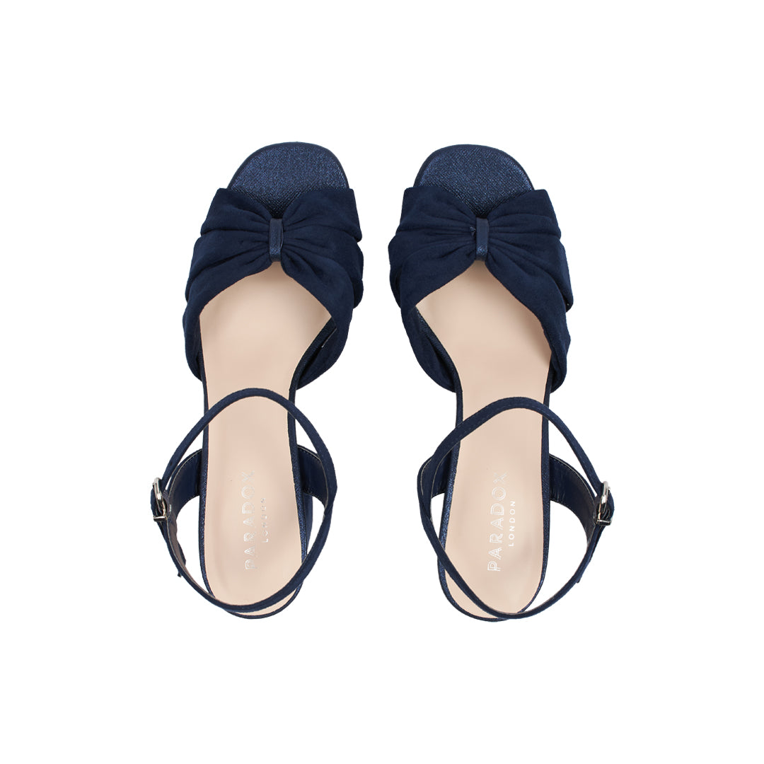 Paradox London Nerita Wide Fit Sandals Navy Microsuede Block Heel Sandal