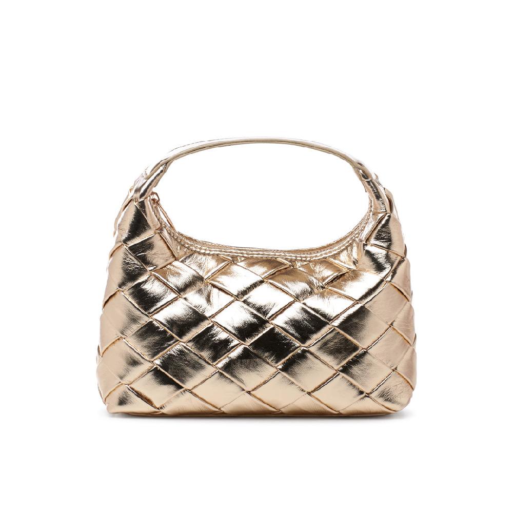 paradox london Olevia Clutch Bag Champagne Woven Metallic Bag