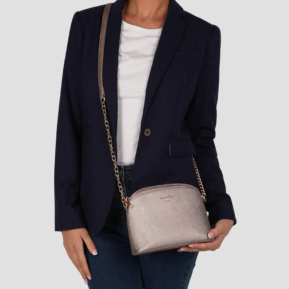 Paradox London Olive Crossbody Bag Pewter Faux Leather Crossbody Bag