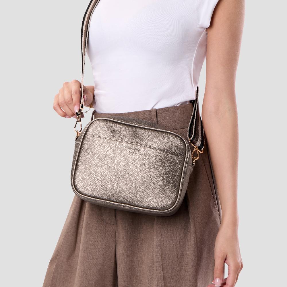 Paradox London Olyssa Crossbody Bag Bronze Faux Leather Crossbody Bag