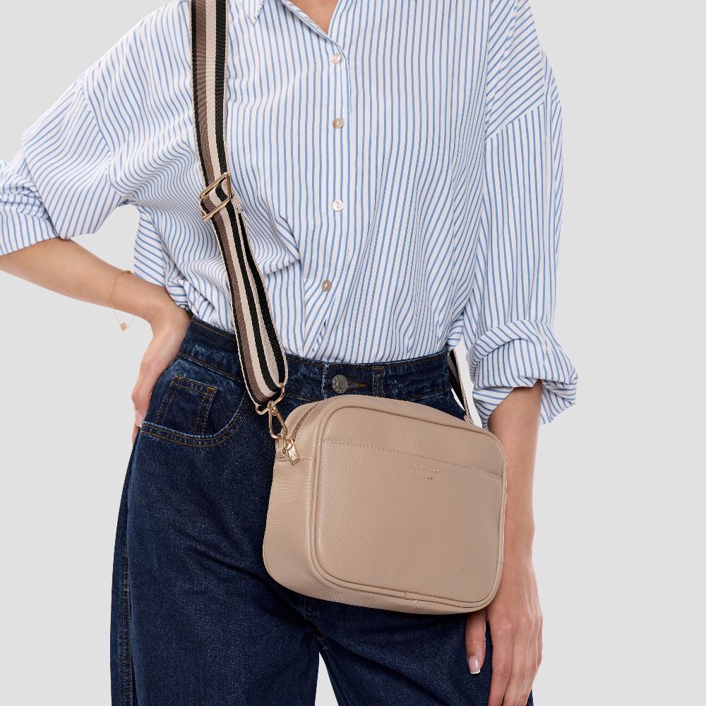 Paradox London Olyssa Crossbody Bag Nude Faux Leather Crossbody Bag