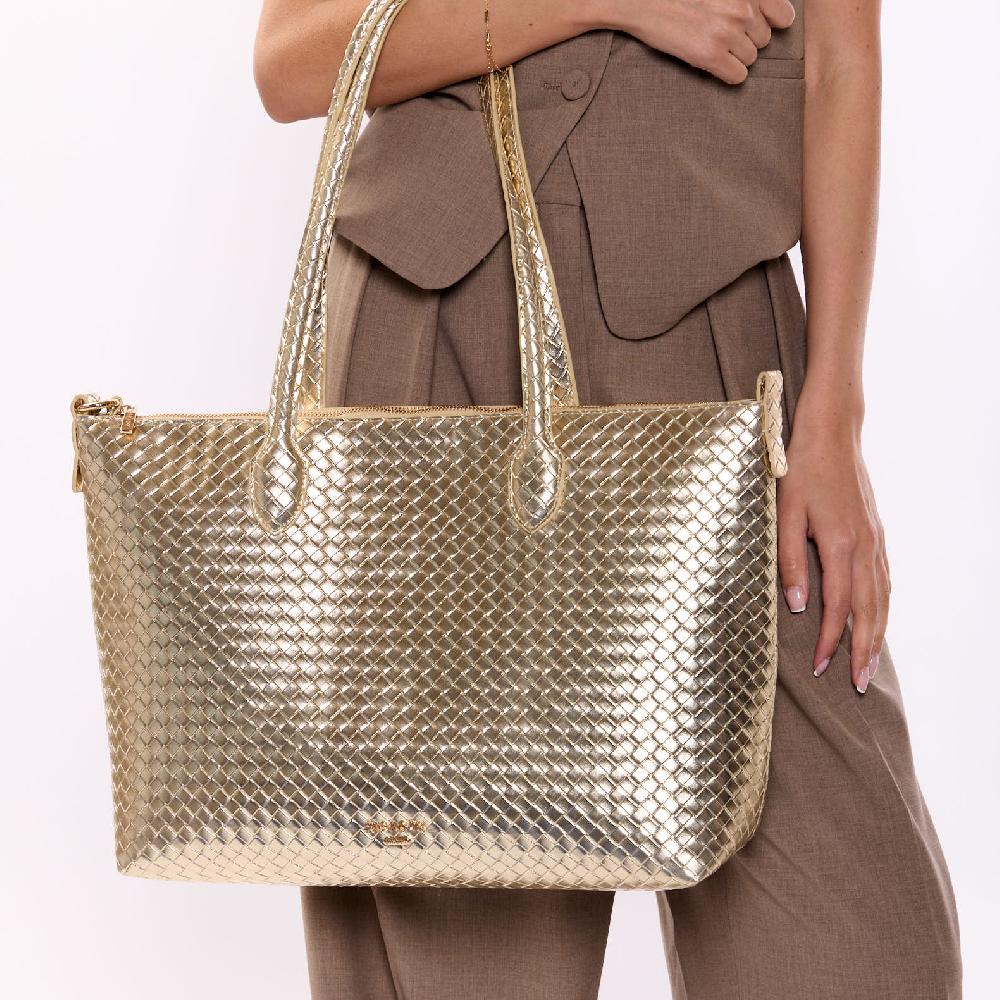 Paradox London Ontario Handbag Champagne Woven MetallicTote Bag