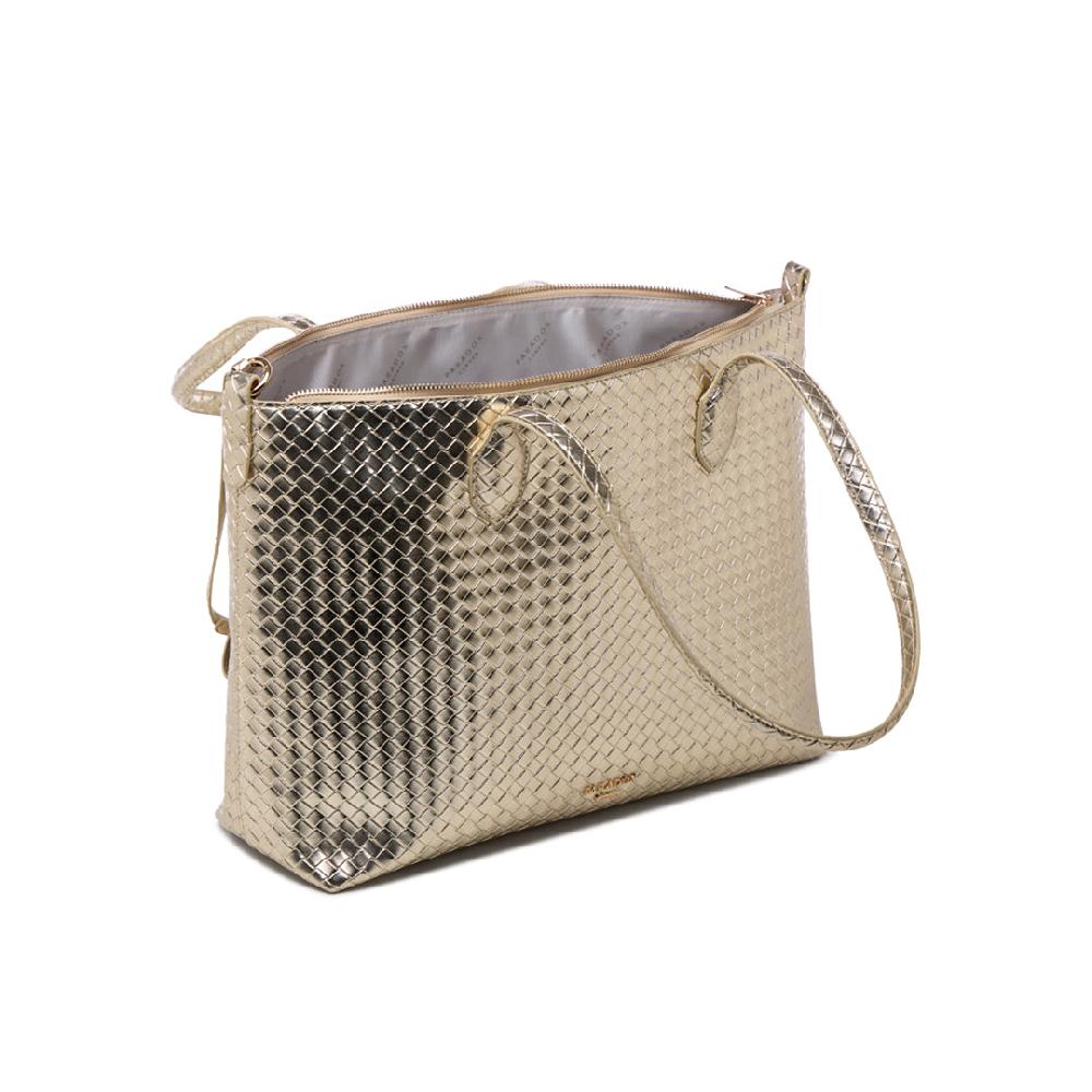 Paradox London Ontario Handbag Champagne Woven MetallicTote Bag