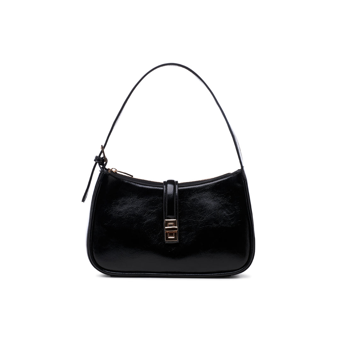 paradox london Orabella Handbag Black Lacquer Faux Leather Shoulder Bag paradox london Orabella Handbag Black Lacquer Faux Leather Shoulder Bag