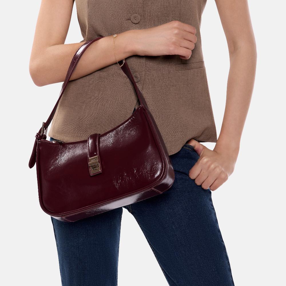 Paradox London Orabella Handbag Cherry Lacquer Faux Leather Shoulder Bag