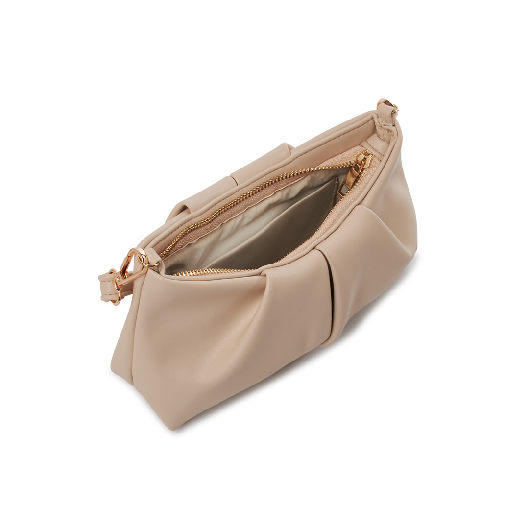 Paradox London Oriana Handbag Buttermilk Faux Leather Soft Rouched Shoulder Bag