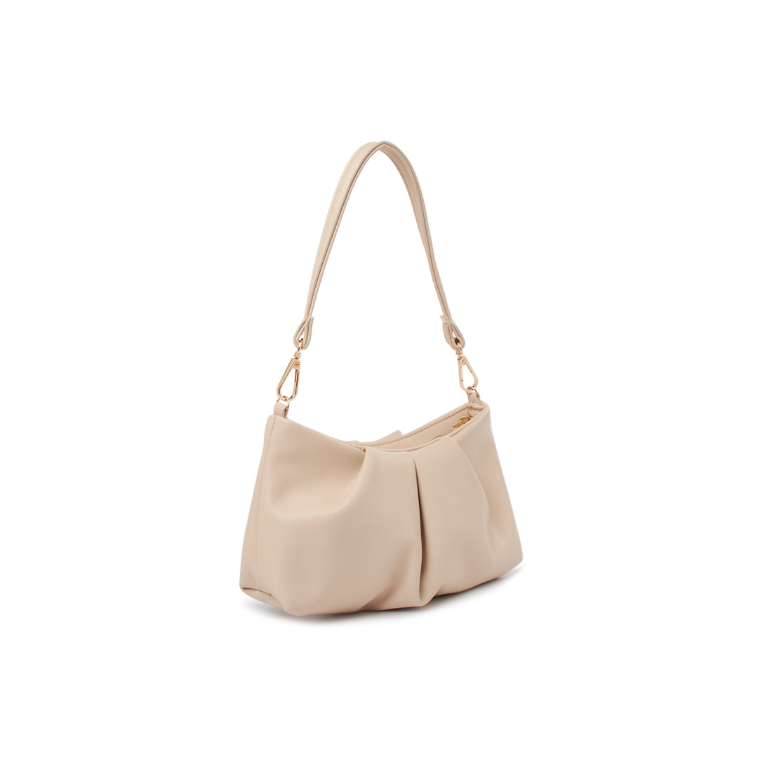 Paradox London Oriana Handbag Buttermilk Faux Leather Soft Rouched Shoulder Bag