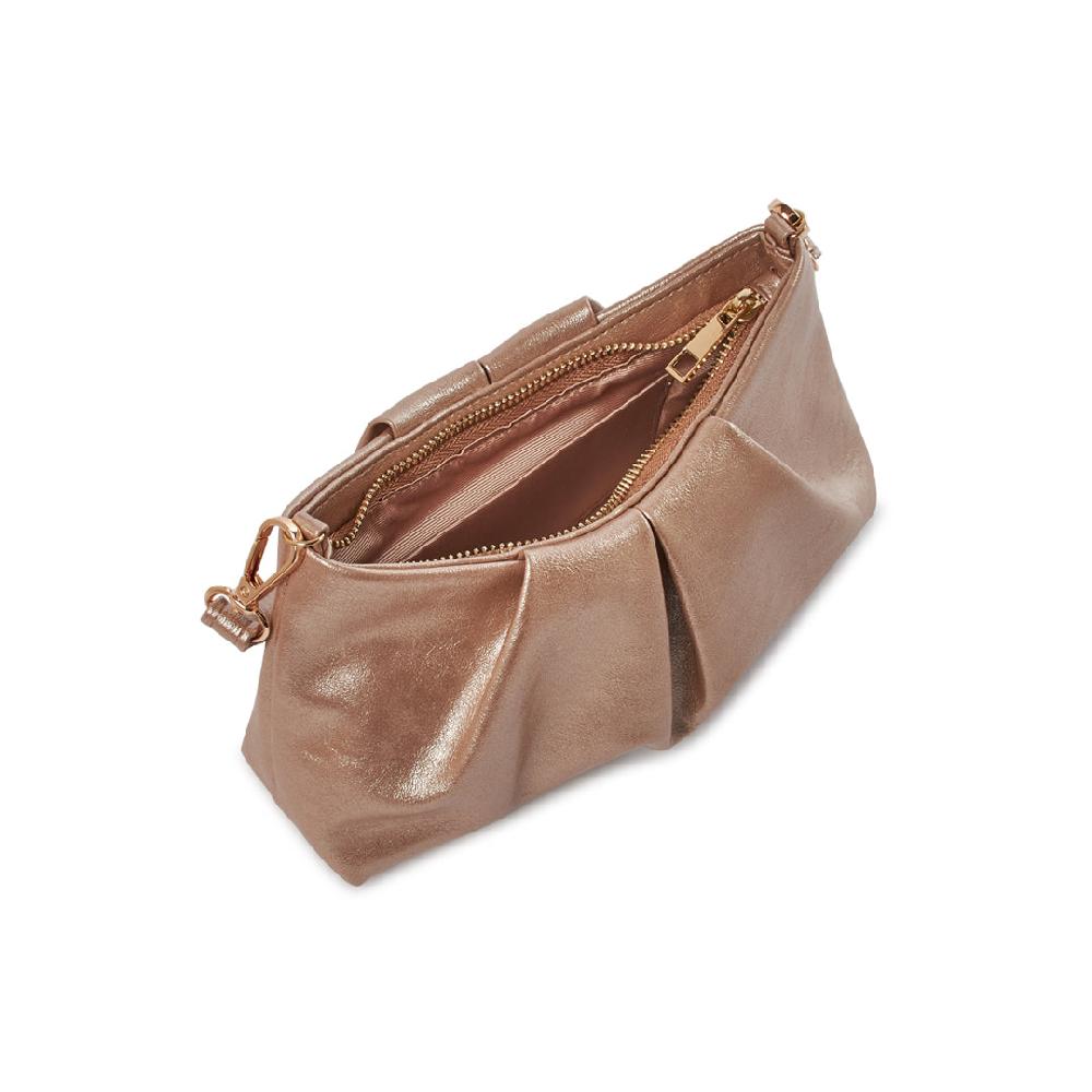Paradox London Oriana Handbag Nude Metallic Soft Rouched Shoulder Bag