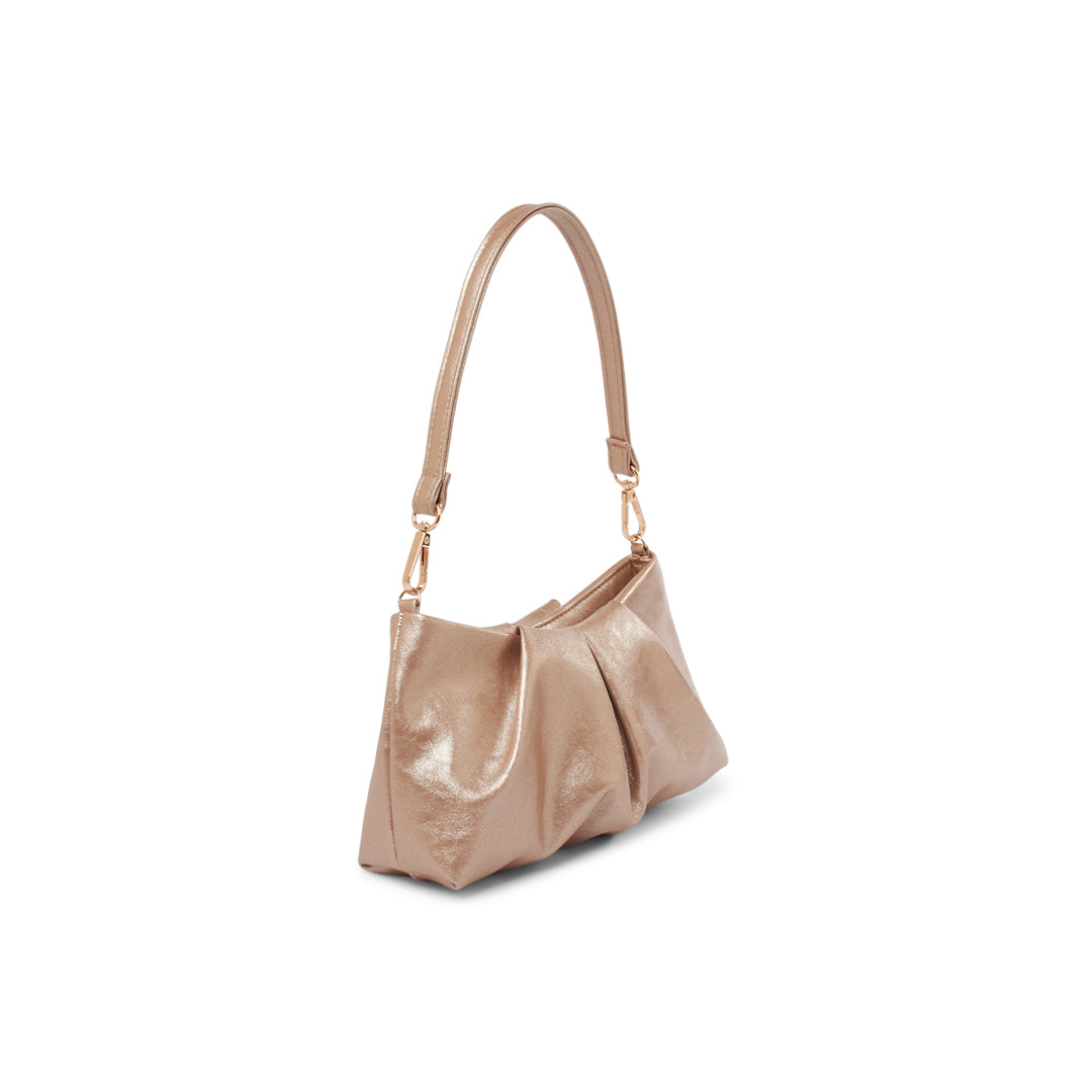 Paradox London Oriana Handbag Nude Metallic Soft Rouched Shoulder Bag