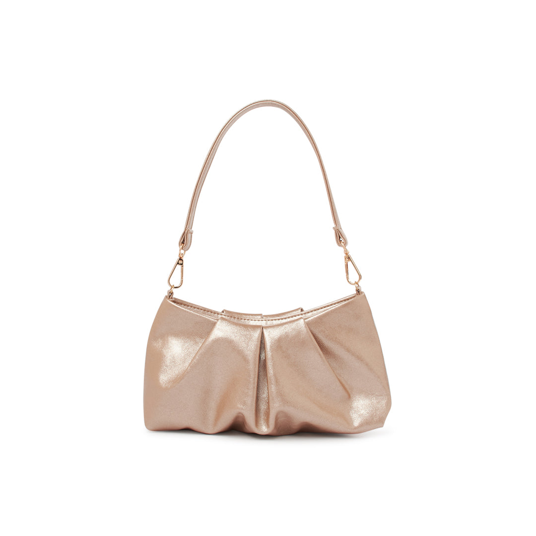paradox london Oriana Handbag Nude Metallic Soft Rouched Shoulder Bag