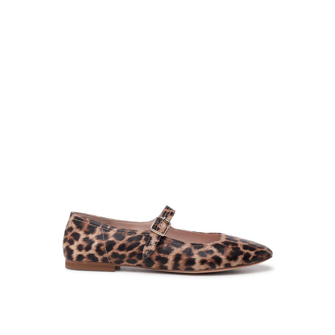 paradox london Parisienne Mary Jane Flats Leopard Print Faux Leather Mary Janes