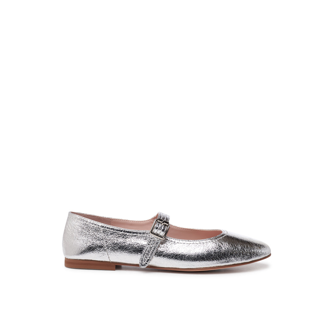 paradox london Parisienne Mary Jane Flats Silver Faux Leather Mary Janes paradox london Parisienne Mary Jane Flats Silver Faux Leather Mary Janes