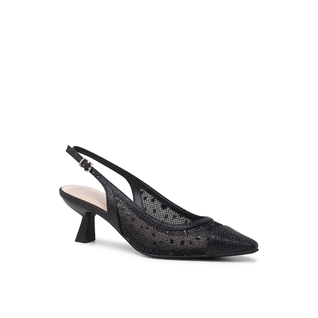 Paradox London Tamsin Kitten Heels Black Slingback Kitten Heels