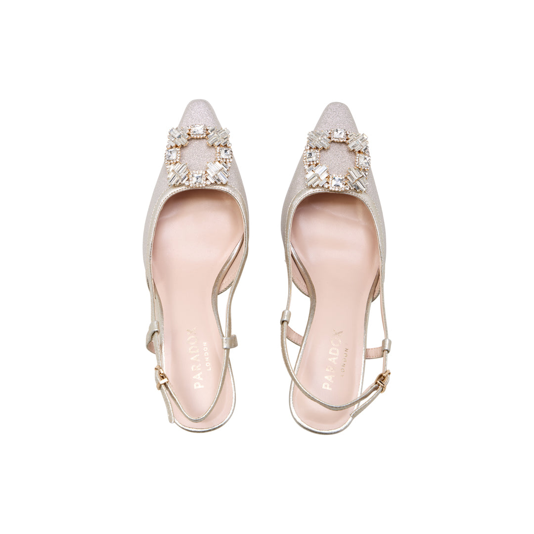 Paradox London Tara Slingback Heels Champagne Slingback High Heels