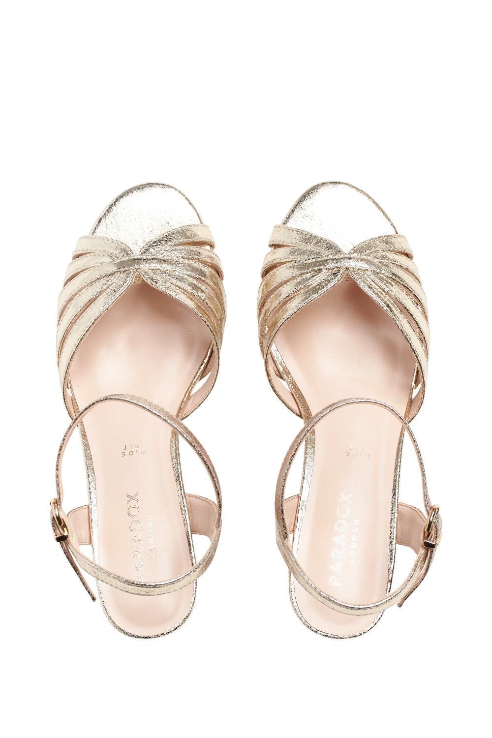 Paradox London Taytum Wide Fit Heeled Sandals Champagne Wide Fit Heeled Sandals