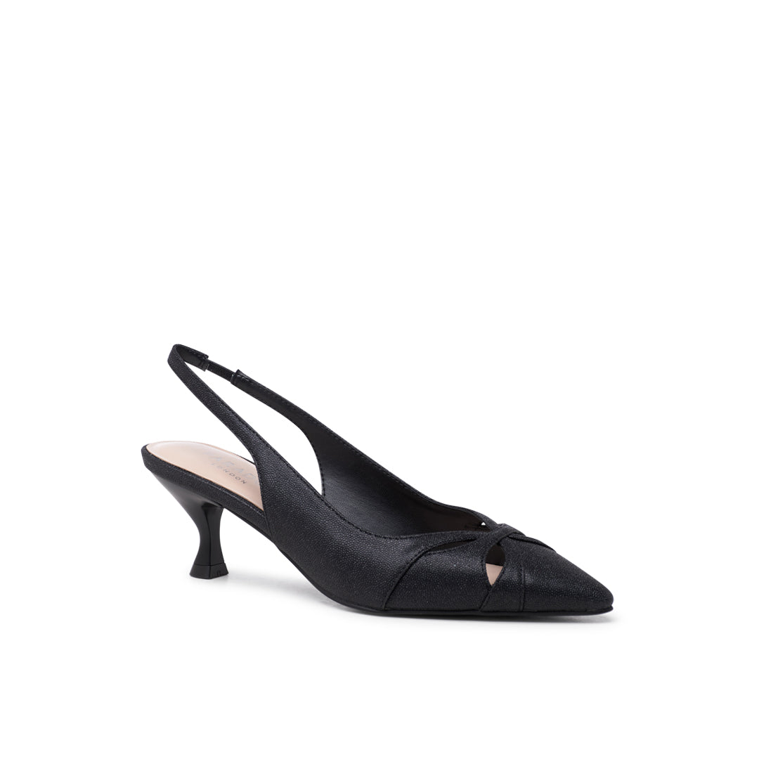 Paradox London Tegan Slingback Heels Black Slingback Kitten Heels