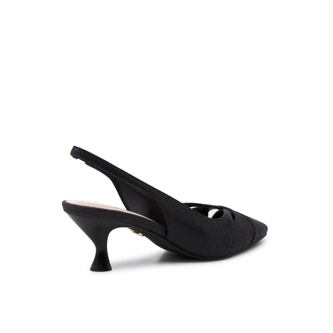 Paradox London Tegan Slingback Heels Black Slingback Kitten Heels