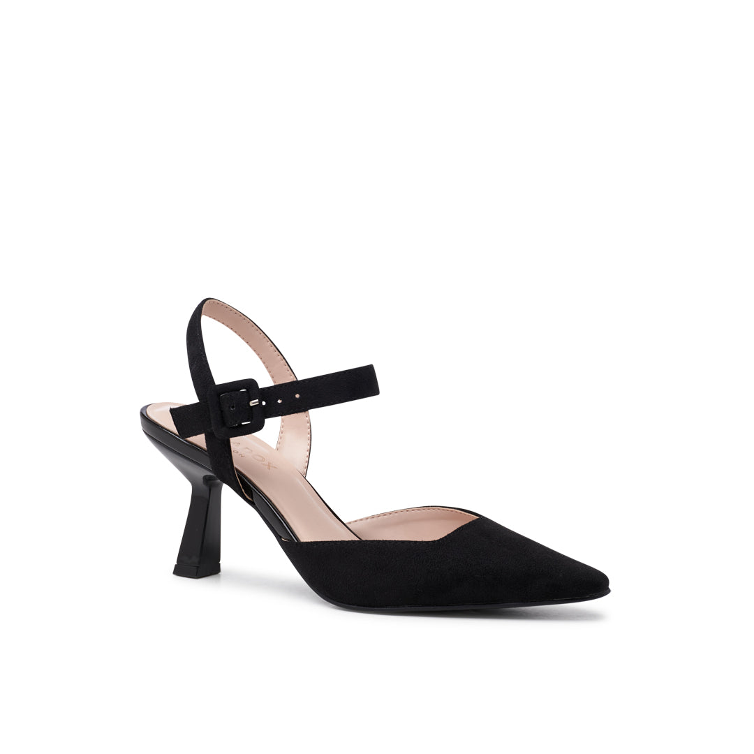Paradox London Tempest Heels Black Flared Heel Court Shoes